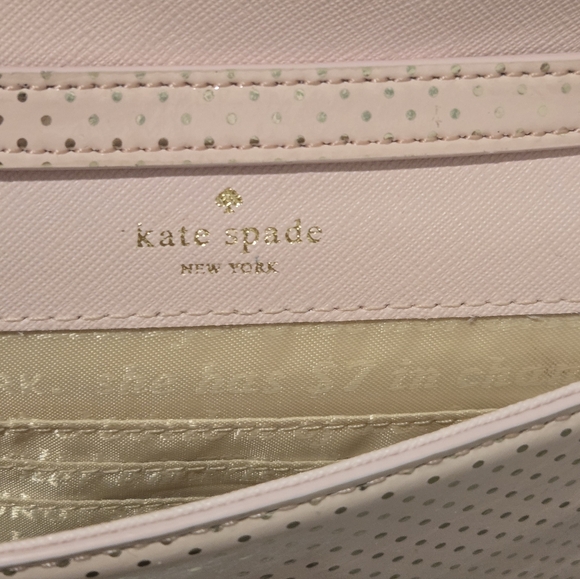 Like New! Kate Spade Gold Polka Dotted Pink Patent Leather Purse - Picture 7 of 10